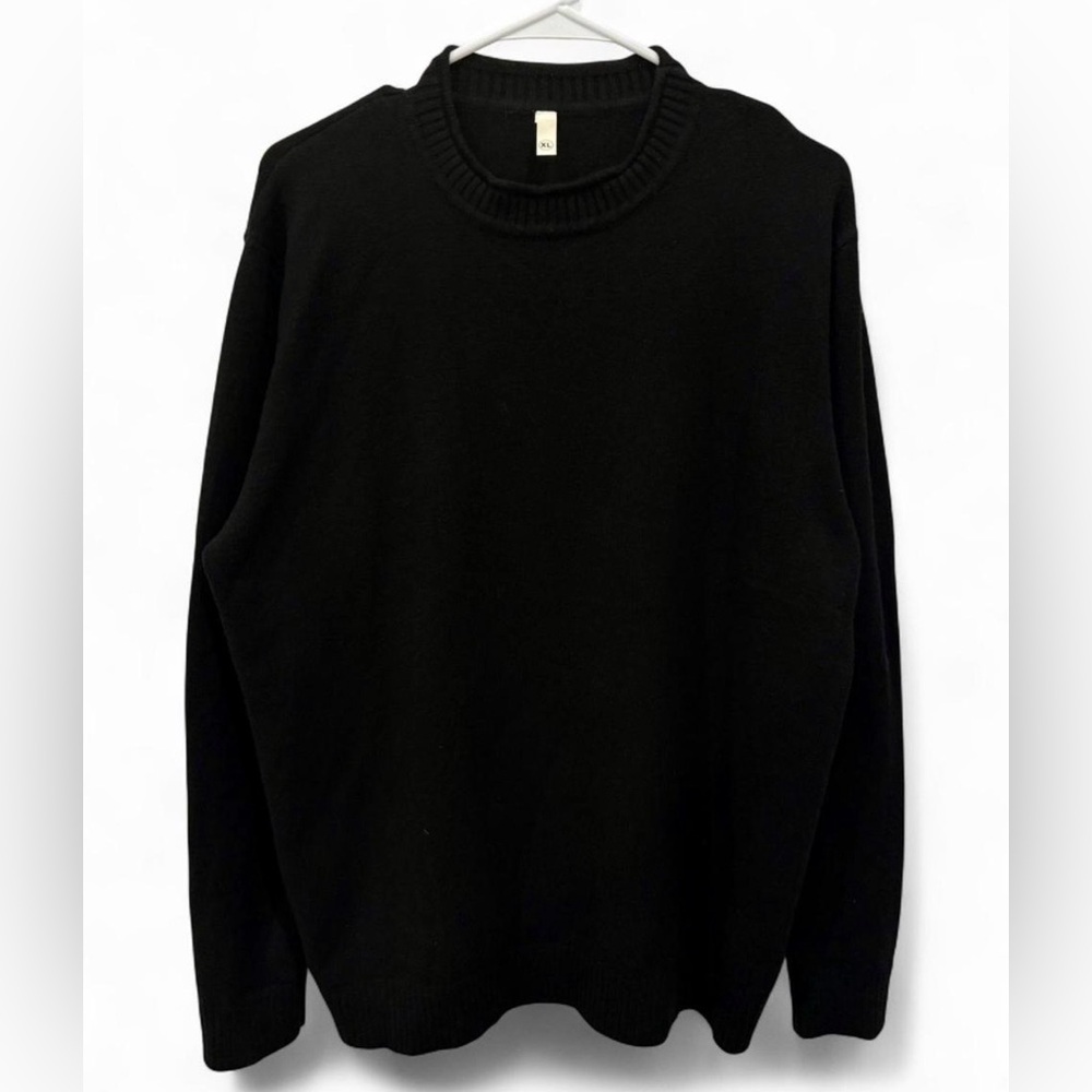 Men's Black Crewneck Pullover Long Sleeve Sweater XL Casual Dressy Basic‎ Warm